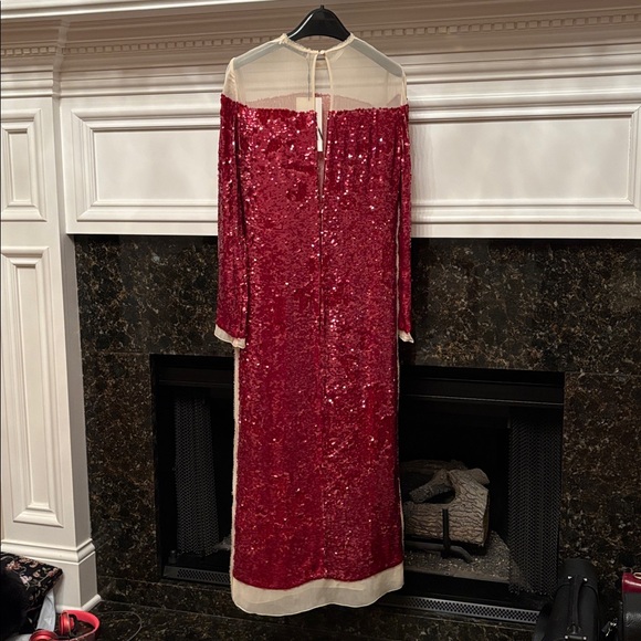 Zara sequin chiffon red midi dress sz.00 - Picture 15 of 17